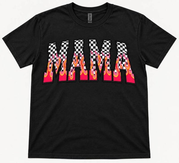 Checkered Flame Mama Tee