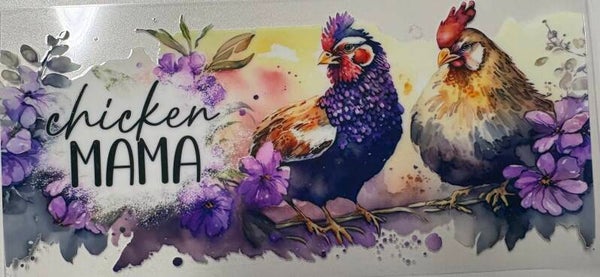 Chicken Mama — Purple Blooms — 16 oz Acrylic Snow Globe Tumbler