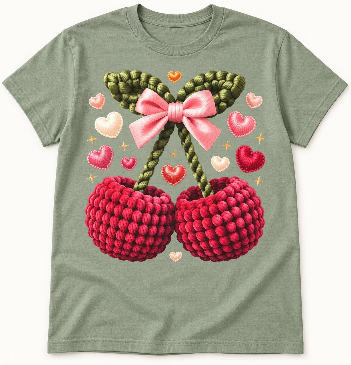 Coquette Cherry Faux Yarn Tee
