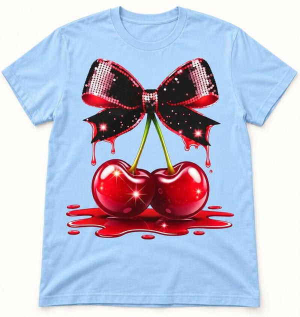 Dripping Cherry & Sparkle Bow Tee