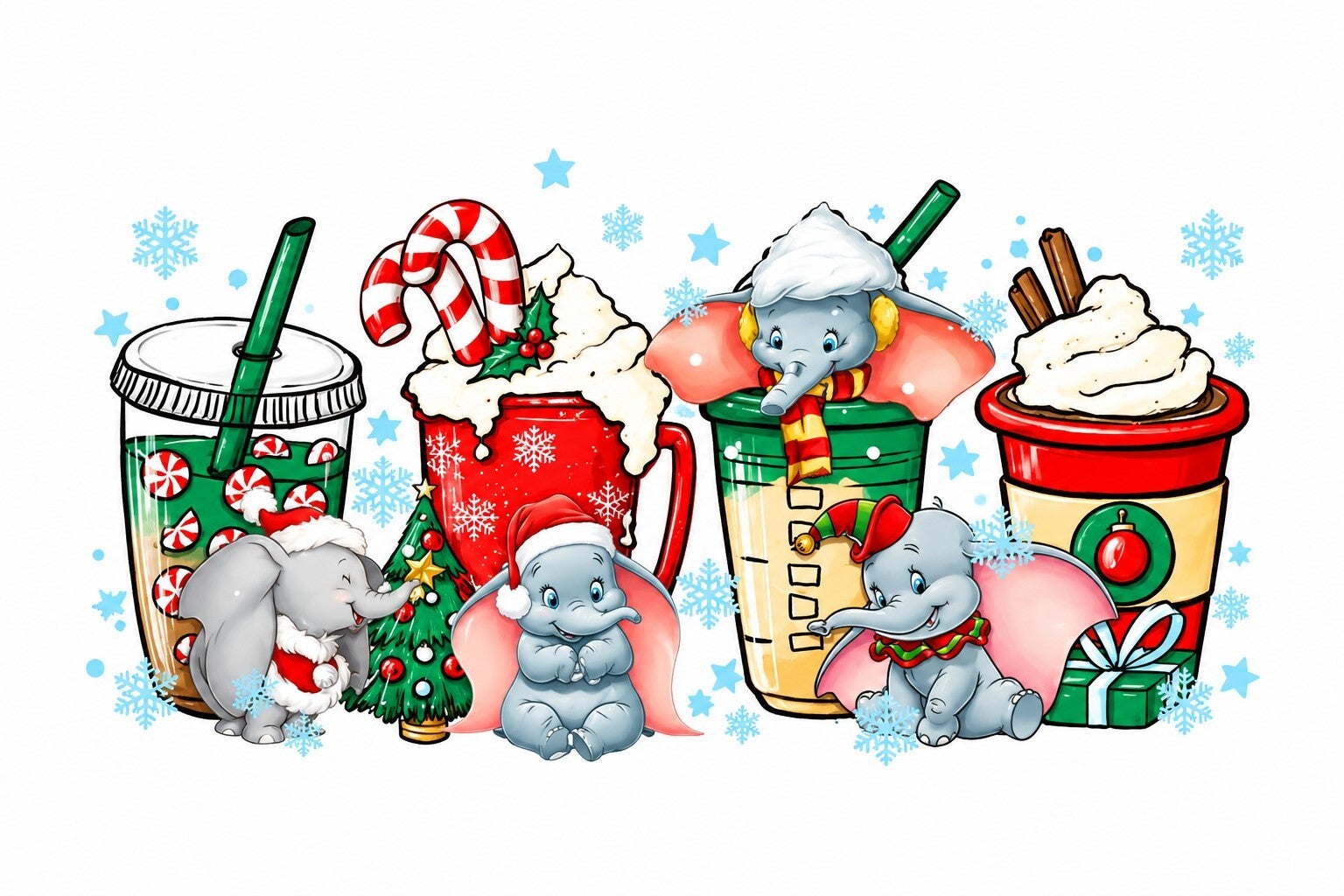 Dumbo’s Christmas Cocoa — 16 oz Acrylic Snow Globe Tumbler