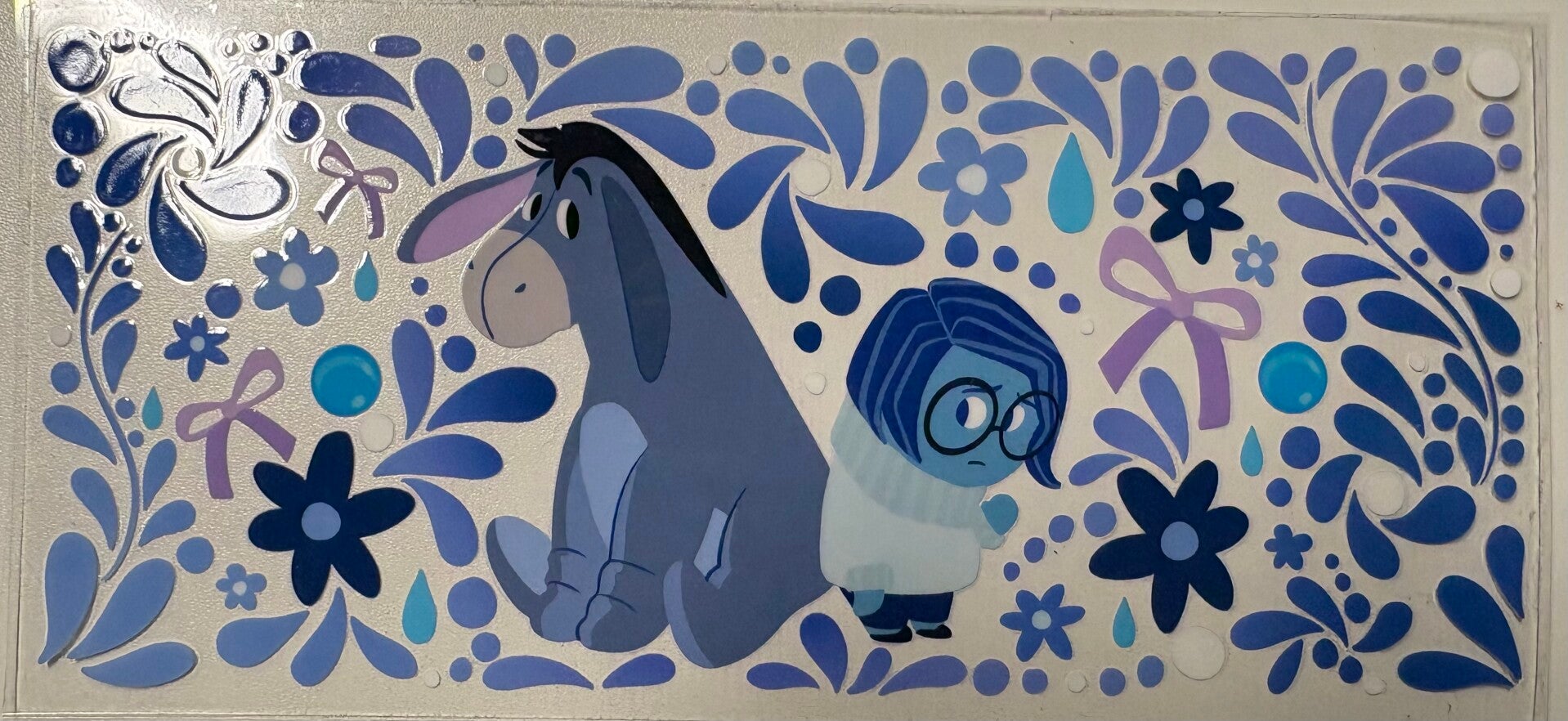 Eeyore & Sadness — Blue Blooms 16 oz Acrylic Snow Globe Tumbler