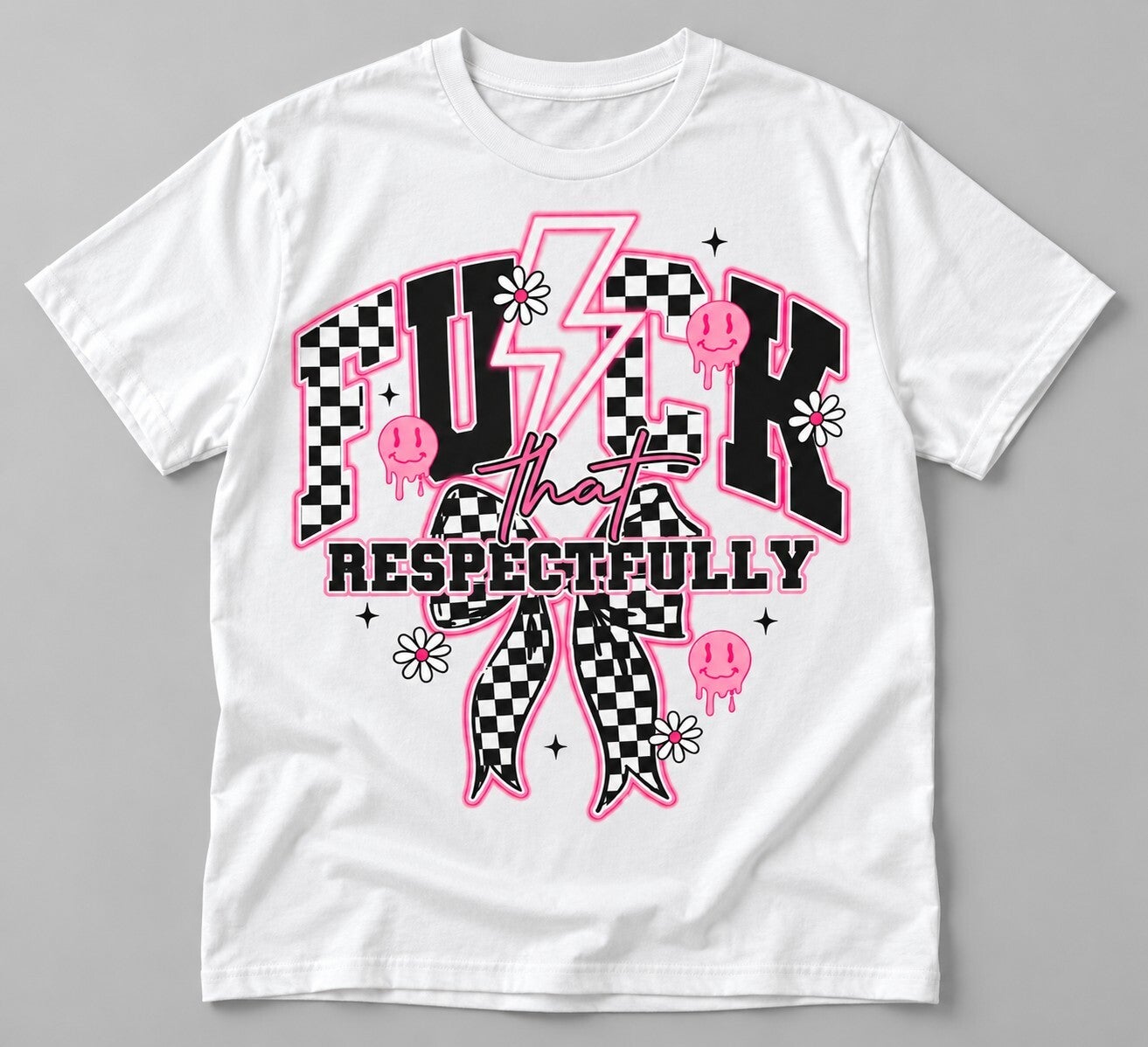 Respectfully Checkered Bow Tee
