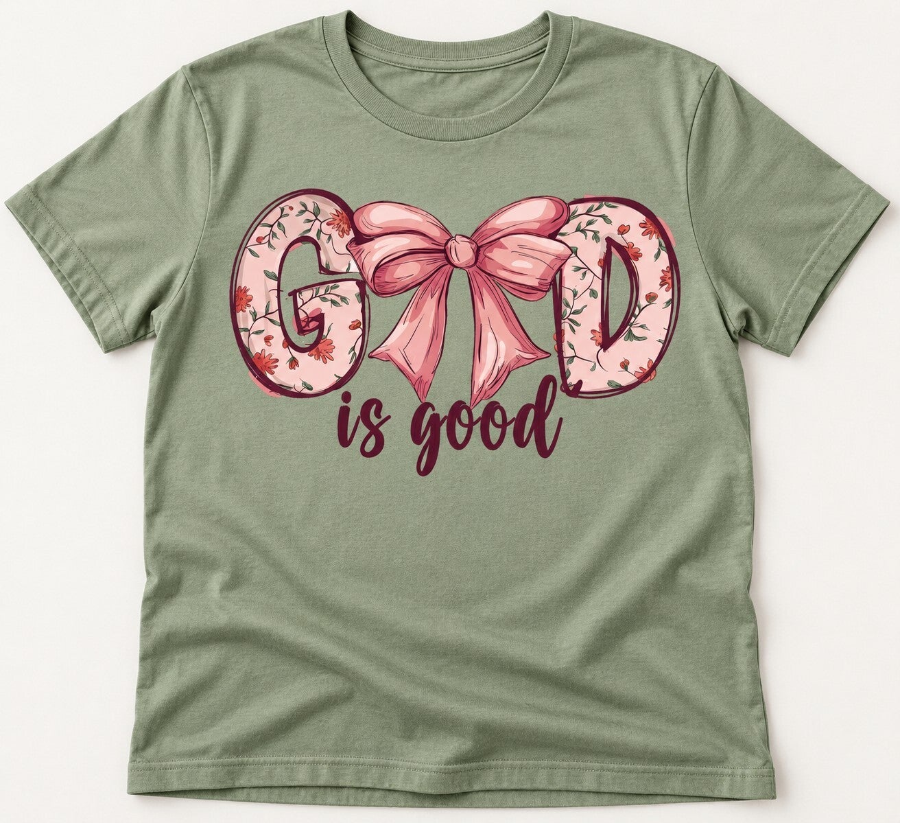 God Is Good Floral Bow Tee