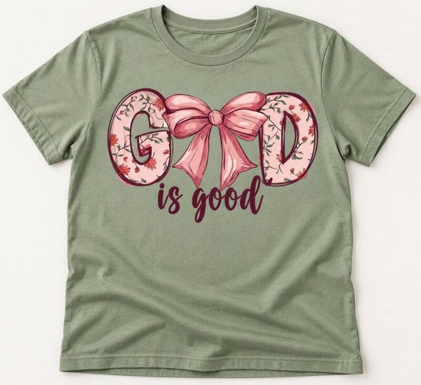 God Is Good Floral Bow Tee