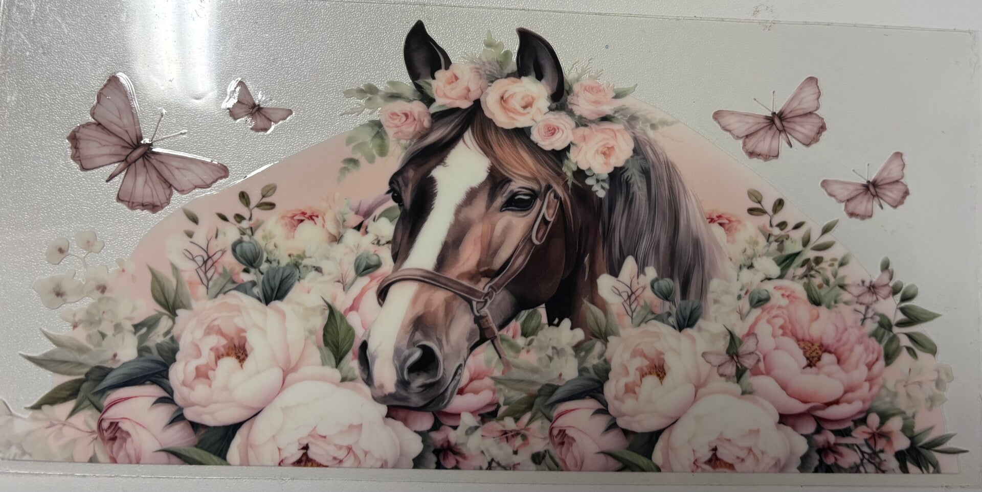 Blush Blooms & Horse Dreams — 16 oz Acrylic Snow Globe Tumbler