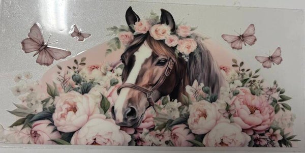 Blush Blooms & Horse Dreams — 16 oz Acrylic Snow Globe Tumbler