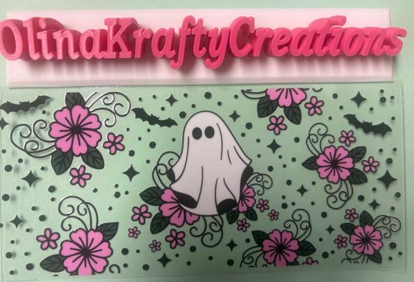 Ghost with pink flowers