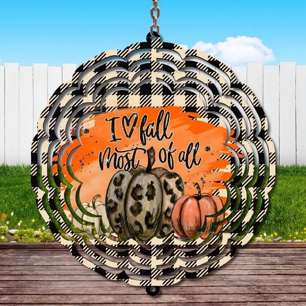 10 inch I Love Fall Wind Spinner