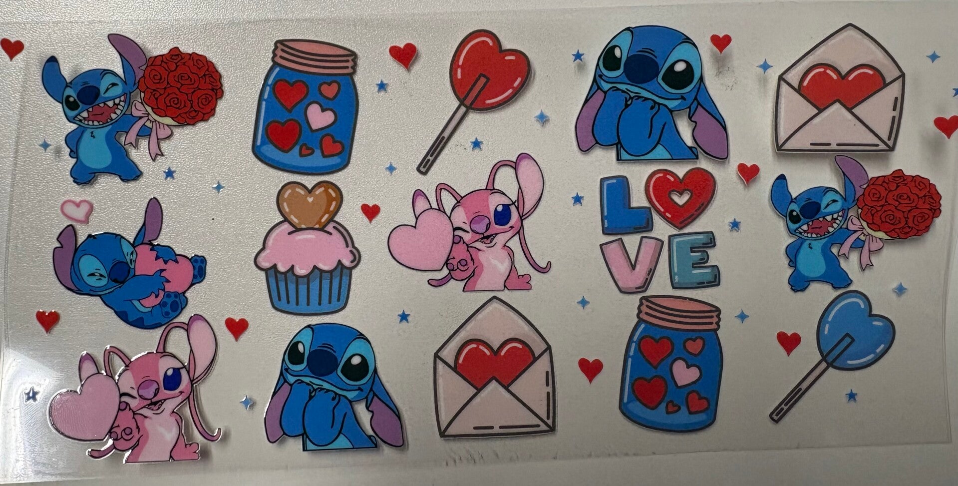 Stitch & Angel Sweetheart Surprise — 16 oz Acrylic Snow Globe Tumbler
