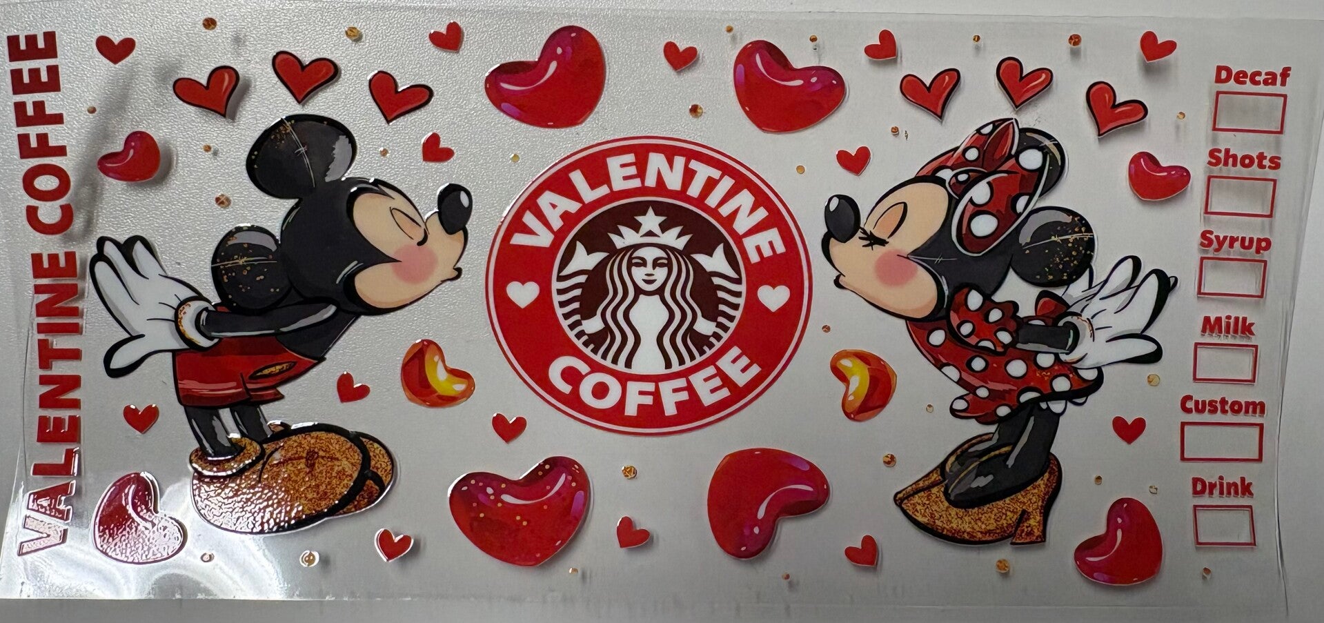Mickey & Minnie Valentine Coffee — 16 oz Acrylic Snow Globe Tumbler