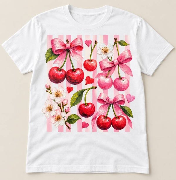 Painted Cherry & Bow Stripe Tee