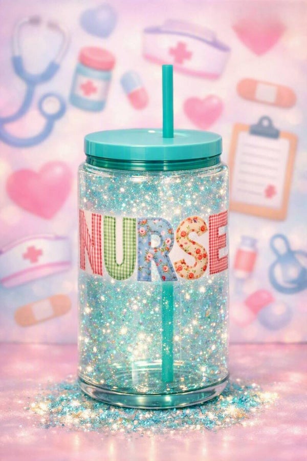 Patchwork NURSE Snow Globe Tumbler