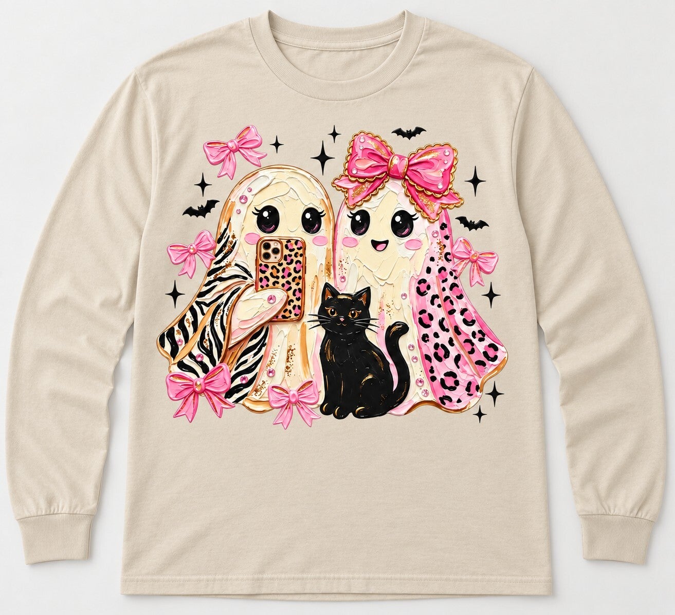 Pink Bow Ghosts & Black Cat Tee