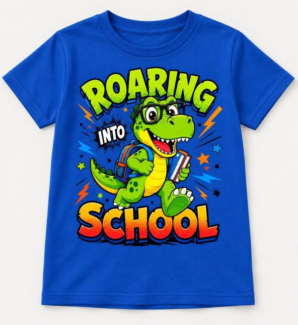 Roaring Into School Dinosaur Youth Tee