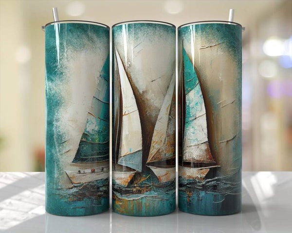 Turquoise & Sand Sailboats