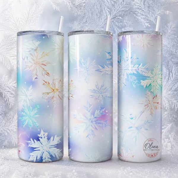 Iridescent Snowflake Winter Tumbler