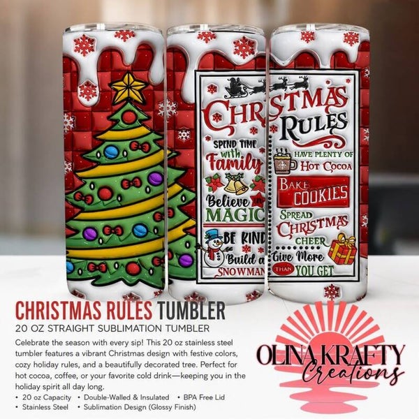 Christmas Rules ‑ Wall Snow Drip Tumbler