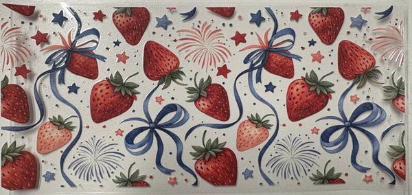Star-Spangled Strawberries — 16 oz Acrylic Snow Globe Tumbler