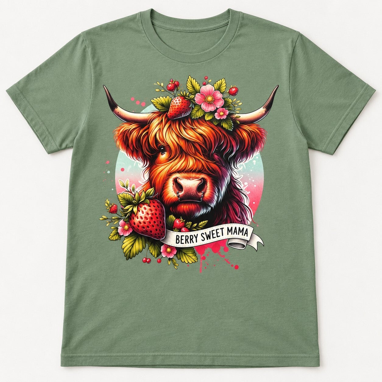 Berry Sweet Mama Highland Cow Tee