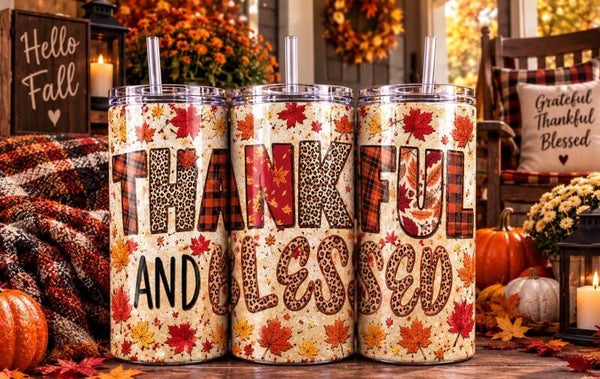 16oz Acrylic Snow Glob - Thankful & Blessed – Autumn Grace