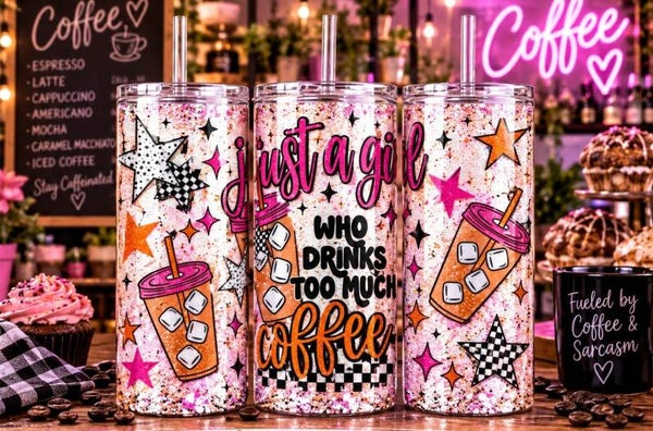 16oz Acrylic Snow Globe - Just a Girl Who Drinks Too Much Coffee