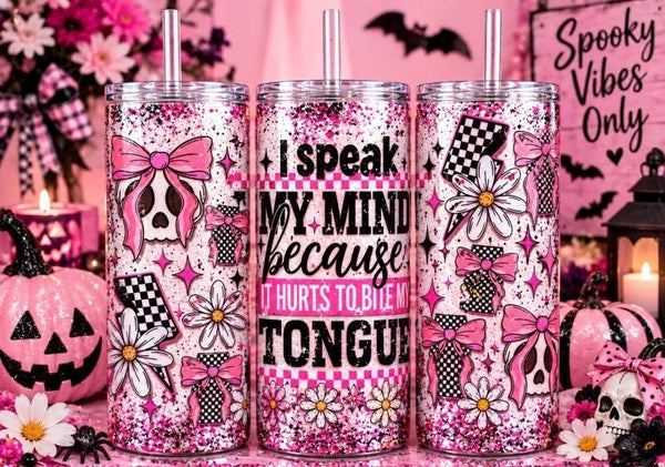 16oz Acrylic Snow Globe Tumbler - Speak My Mind – Pretty in Pink