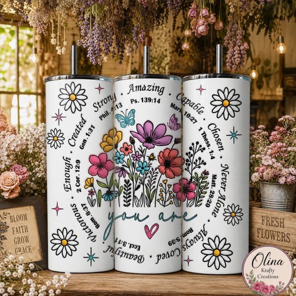 Faith Floral Tumbler — “You Are”