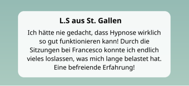 Feedback Hpnose Sitzung Oppliger Hypnose