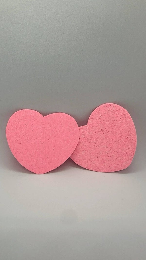 Twin-pack Heart Shaped Facial Sponge