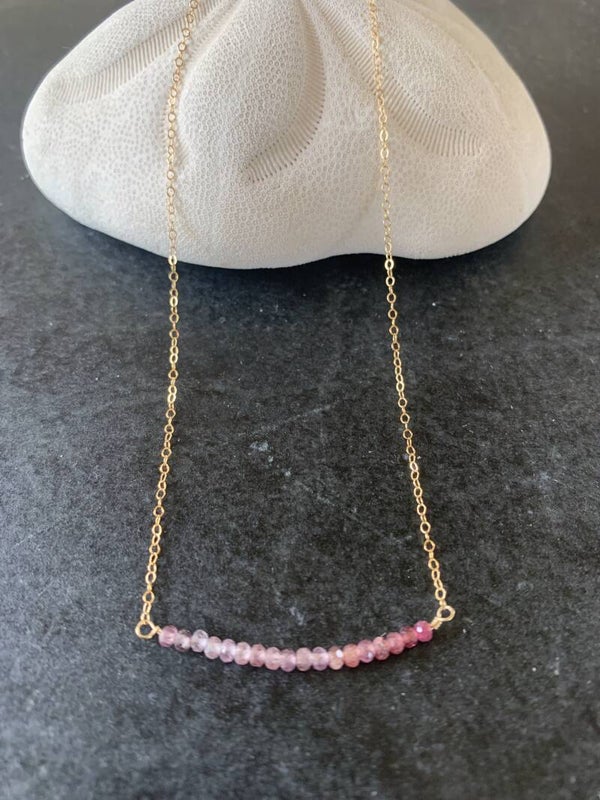 Pink Tourmaline Bar Necklace