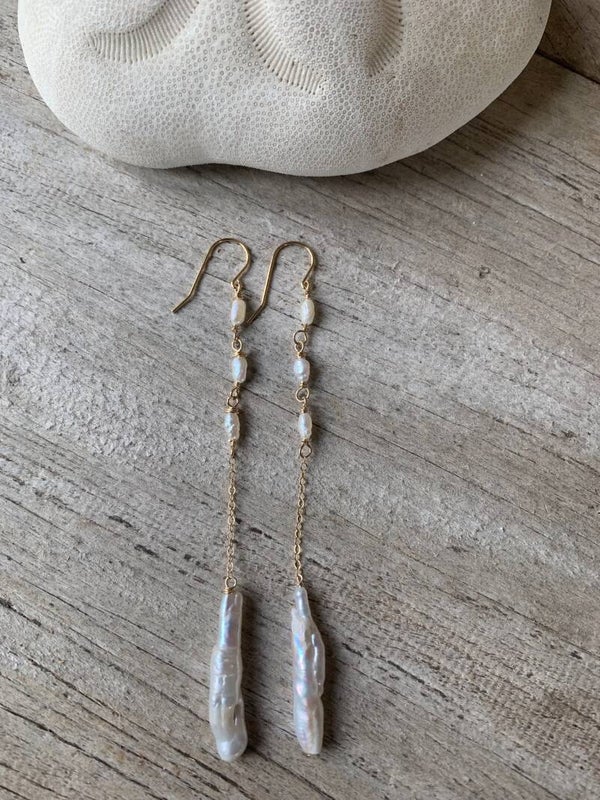 Keshi Stick Pearl Earrings