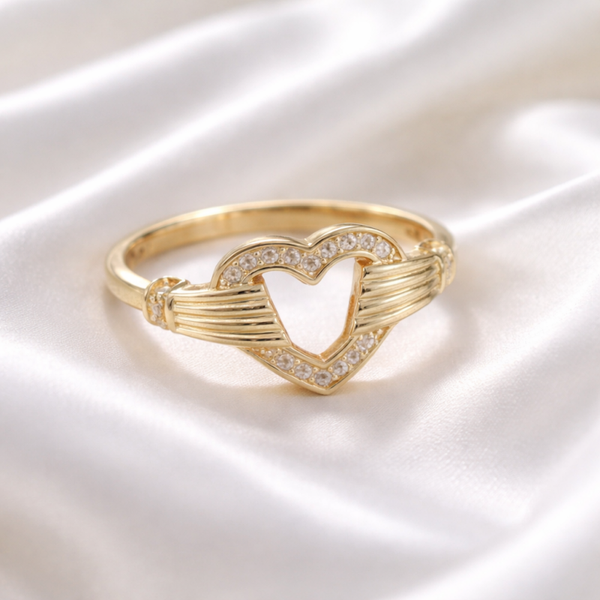 14K Yellow Gold Open Heart Ring