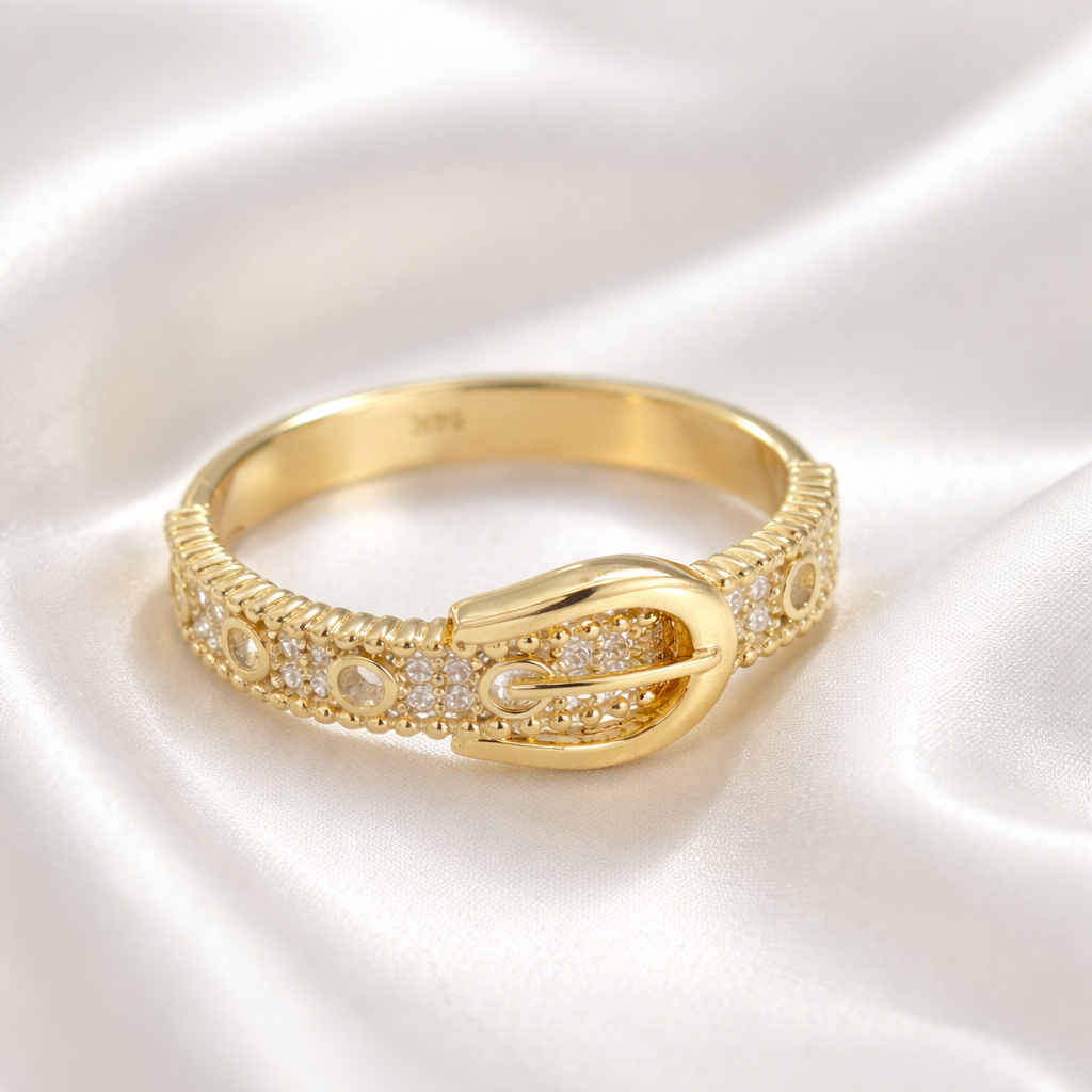 14K Yellow Gold Buckle Ring
