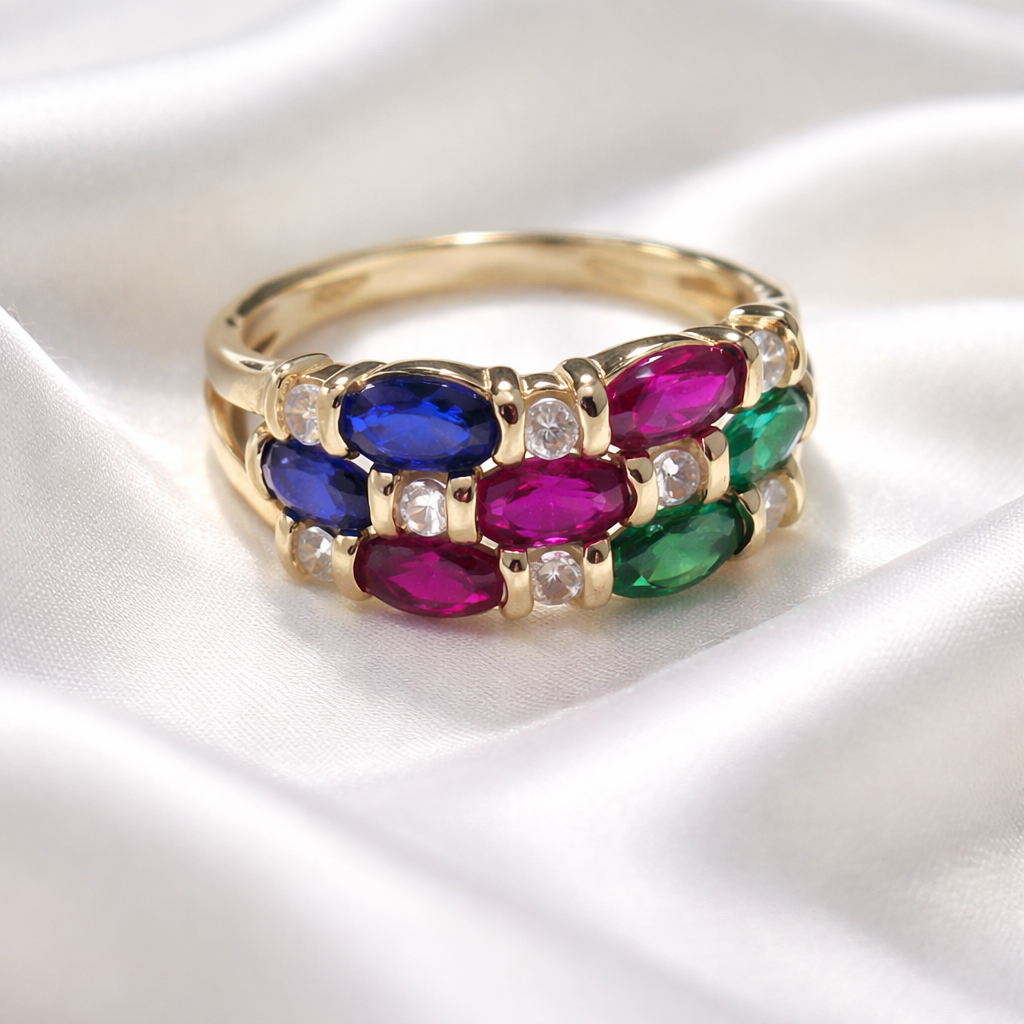 14K Yellow Gold Multi-Gemstone Ring