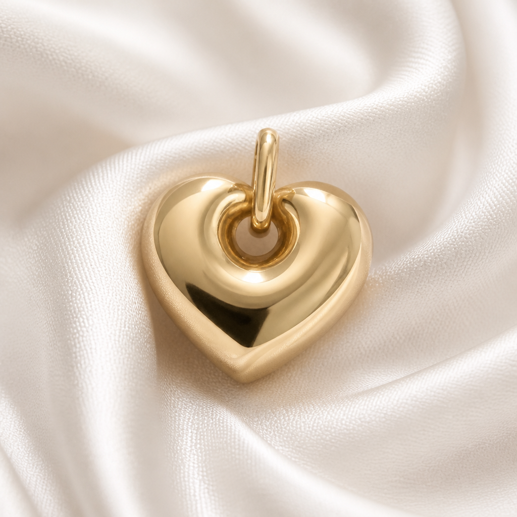 14K Yellow Gold Puffy Heart Pendant
