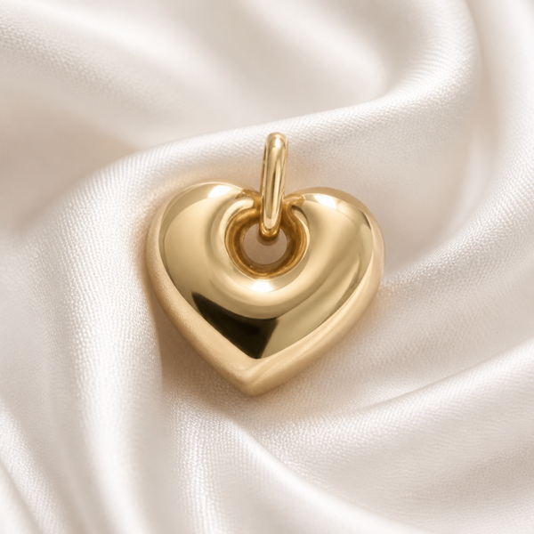 14K Yellow Gold Puffy Heart Pendant