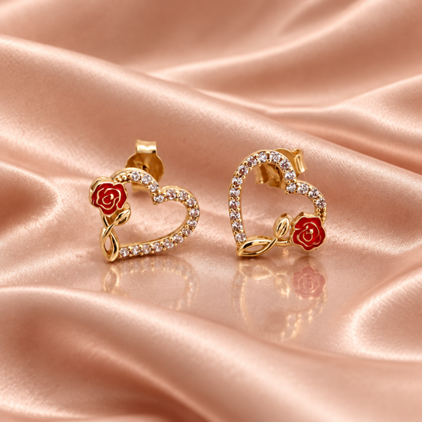 14K Yellow Gold Heart Earrings