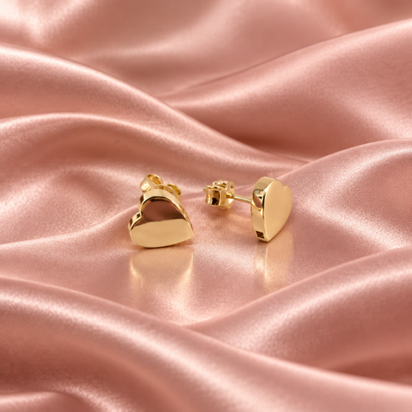 14K Yellow Gold Heart Earrings