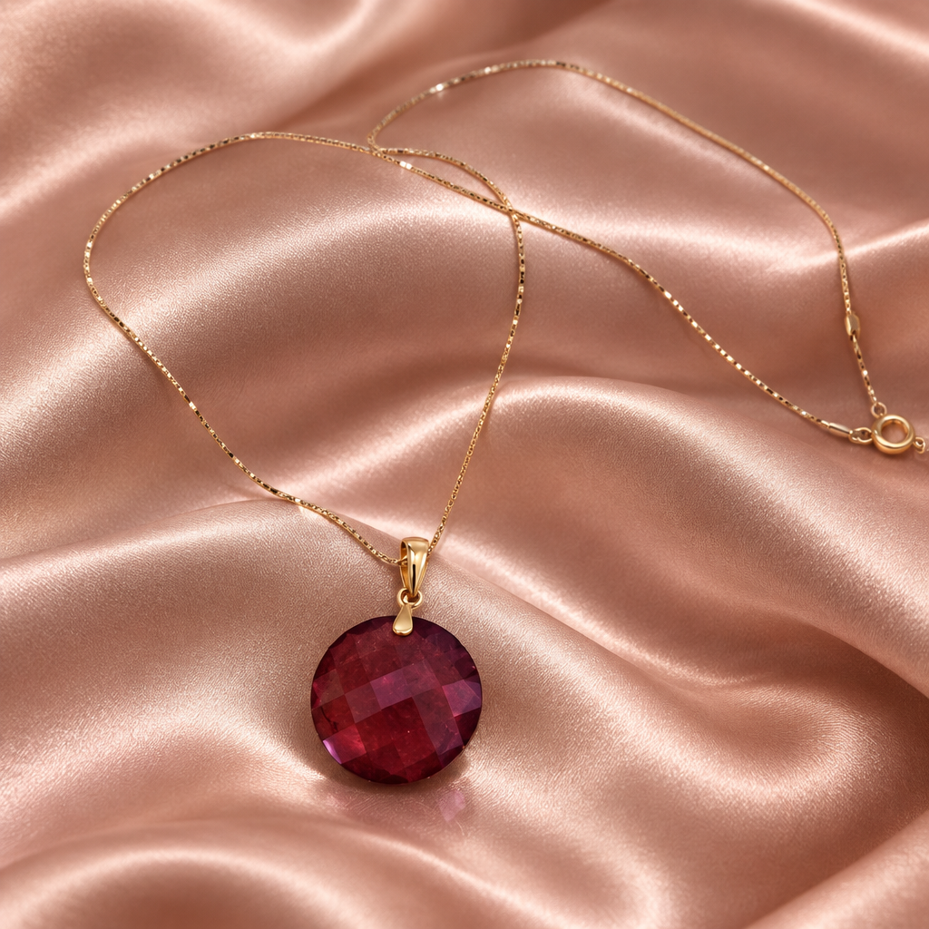 14K Yellow Gold w/ Natural Quartz Gemstone Necklace