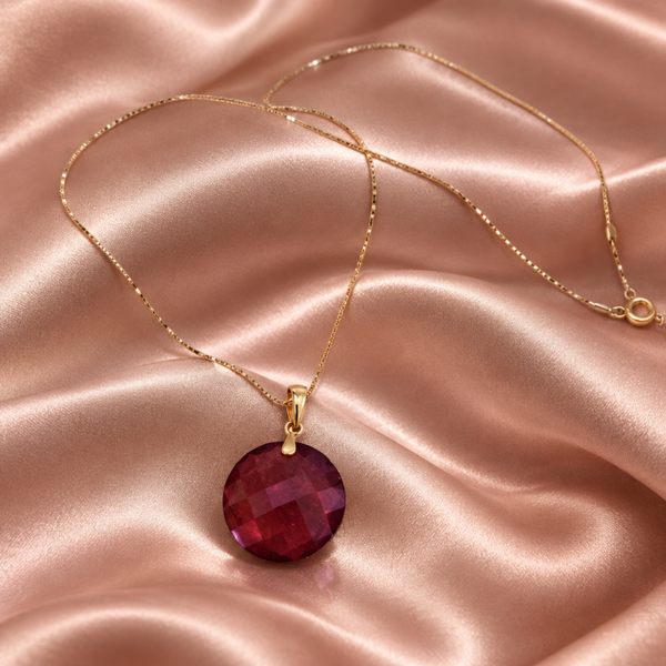 14K Yellow Gold w/ Natural Quartz Gemstone Necklace