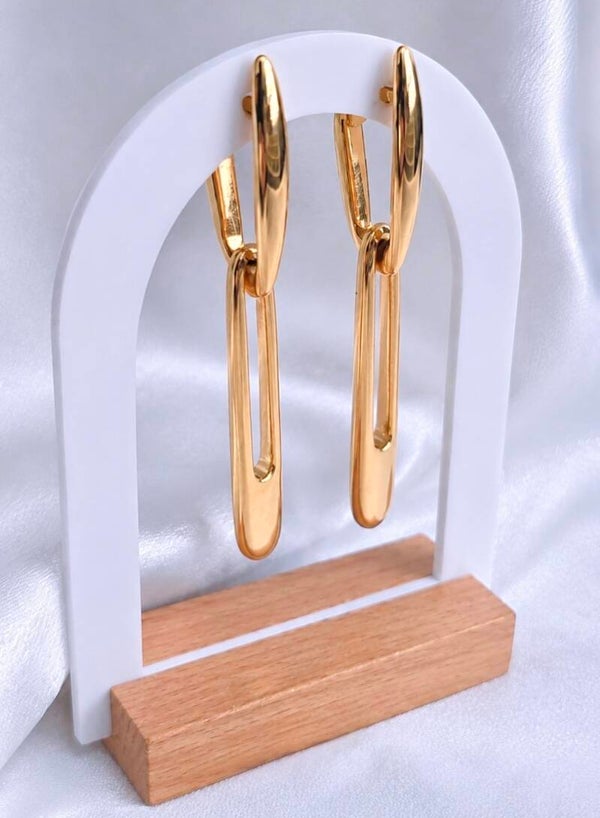 14K Yellow Gold Chunky Link Drop Earrings