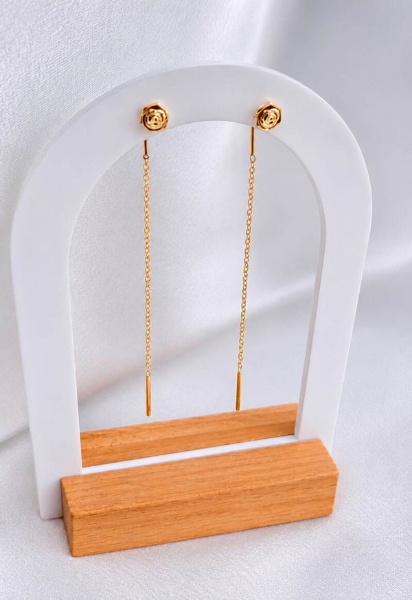 14K Yellow Gold Rose Earrings