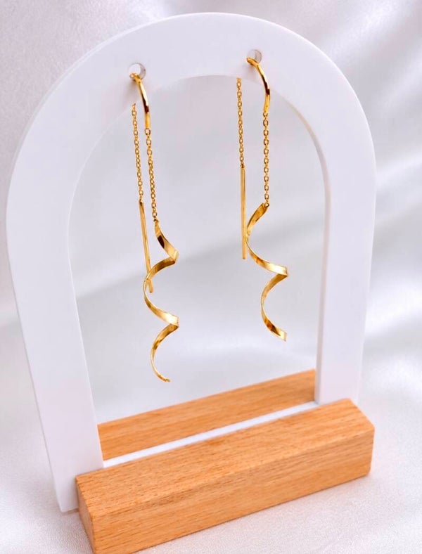 14K Yellow Gold Spiral Dangle Earrings