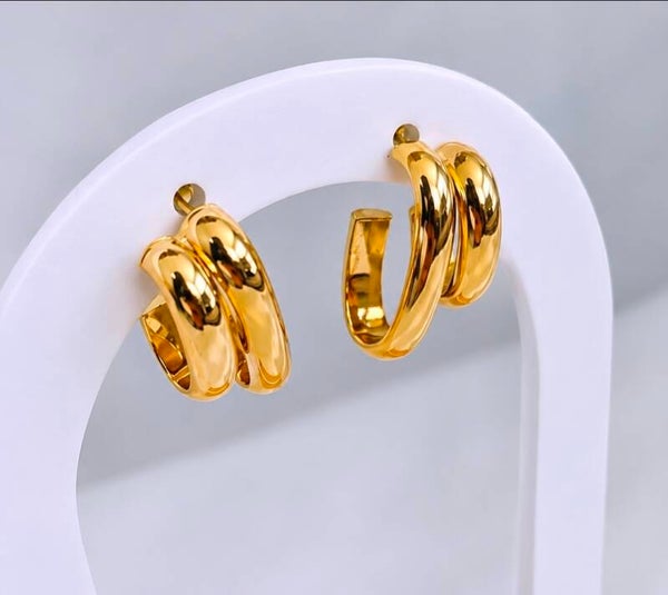 14K Yellow Gold Double Hoop Earrings