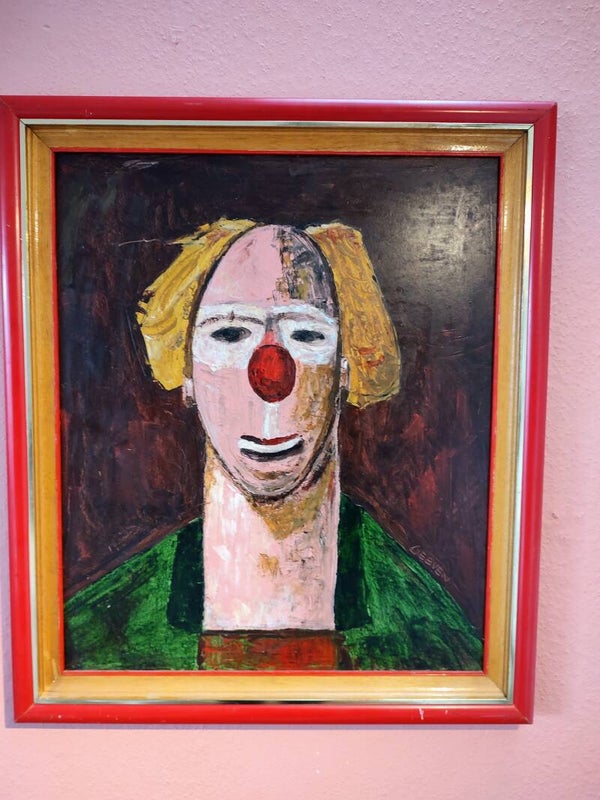 Expressionist painting of a clown
