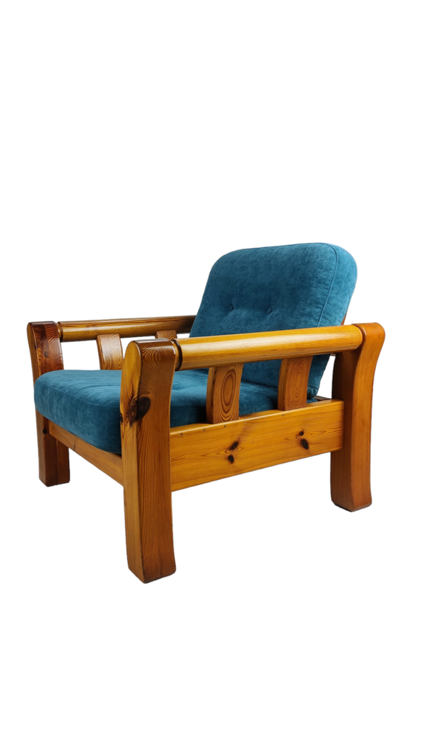 Robust pinewood armchair 1970s SOLD