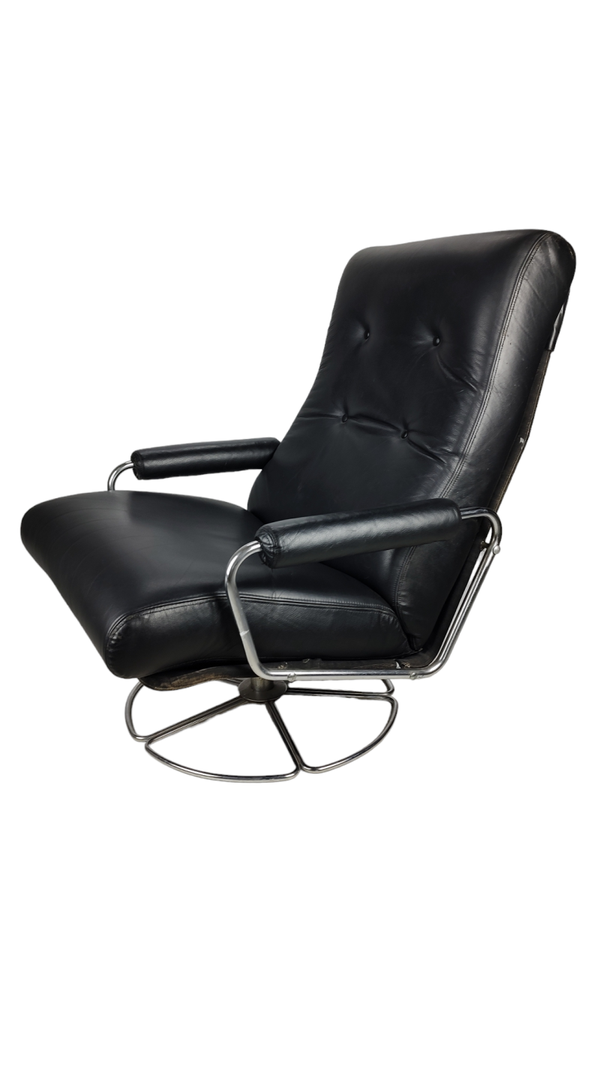 Gelderland black leather lounge chair 1970s SOLD