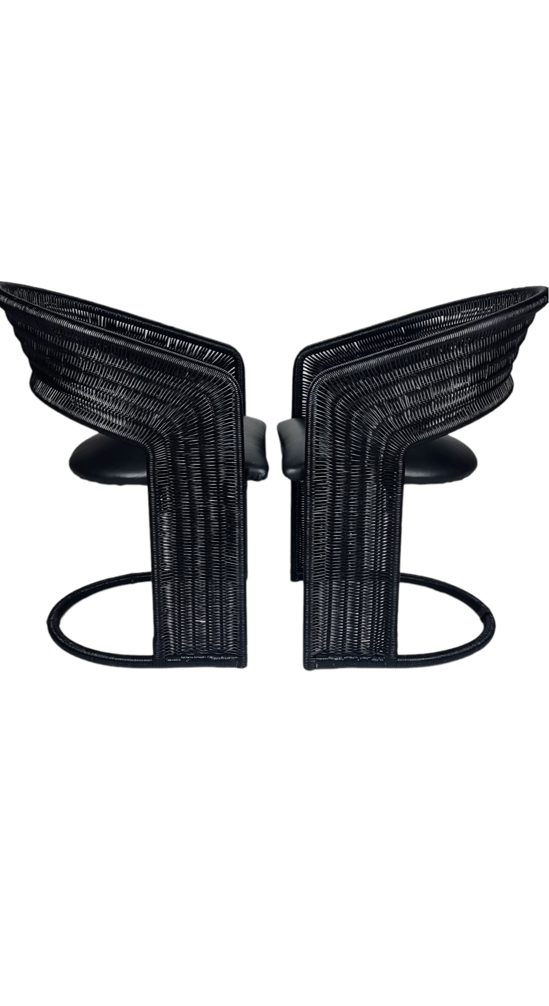 Rattan and leather chairs 1970s SOLD