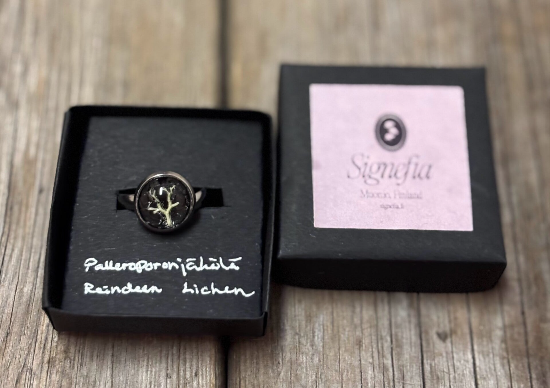 Palleroporonjäkälä sormus musta